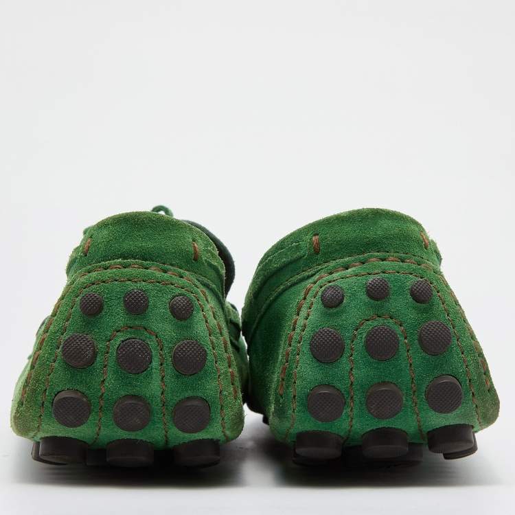 مملوكة مسبقًا Louis Vuitton Green Suede Imola Tassel Slip On Loafers Size 41.5