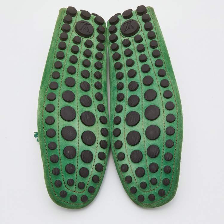 مملوكة مسبقًا Louis Vuitton Green Suede Imola Tassel Slip On Loafers Size 41.5