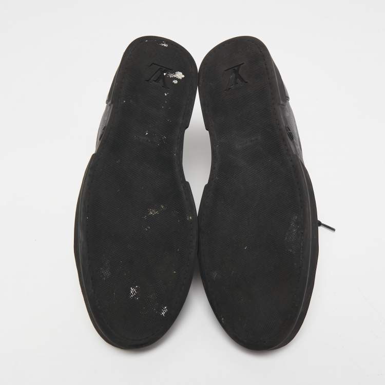 مملوكة مسبقًا Louis Vuitton Black/Grey Leather and Monogram Coated Canvas Match Up Sneakers Size 43