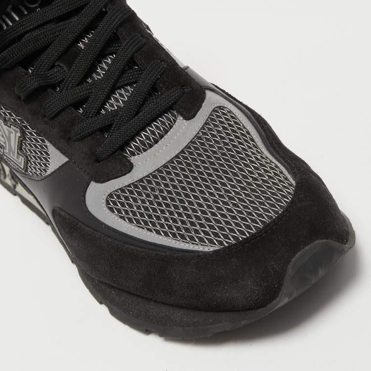مملوكة مسبقًا Louis Vuitton Black Leather and Suede Run Away Sneakers Size 45 