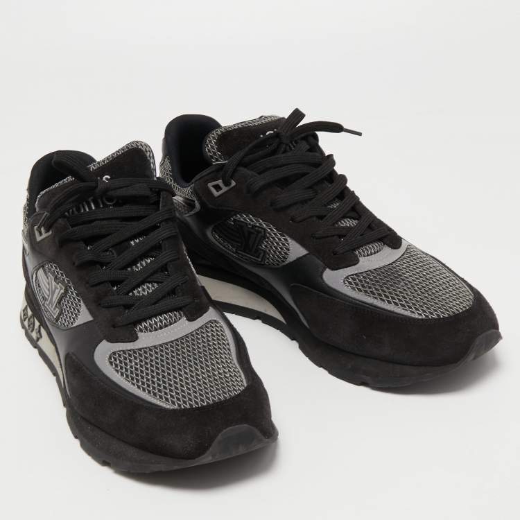مملوكة مسبقًا Louis Vuitton Black Leather and Suede Run Away Sneakers Size 45 