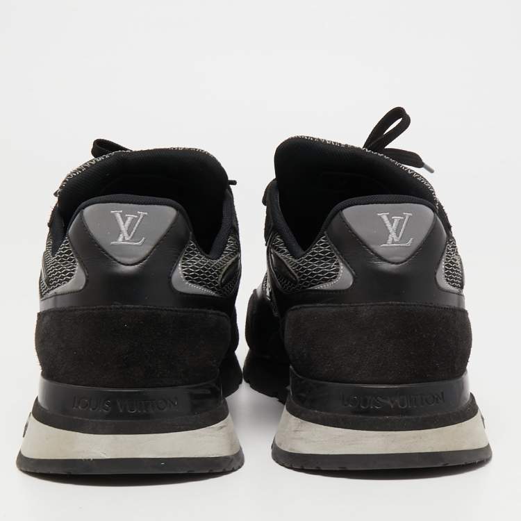 مملوكة مسبقًا Louis Vuitton Black Leather and Suede Run Away Sneakers Size 45 