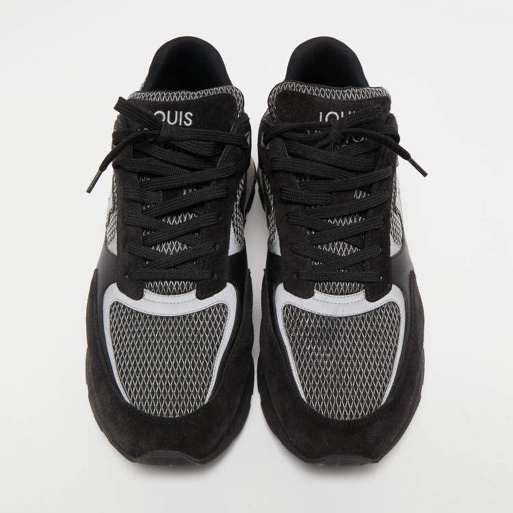 مملوكة مسبقًا Louis Vuitton Black Leather and Suede Run Away Sneakers Size 45 