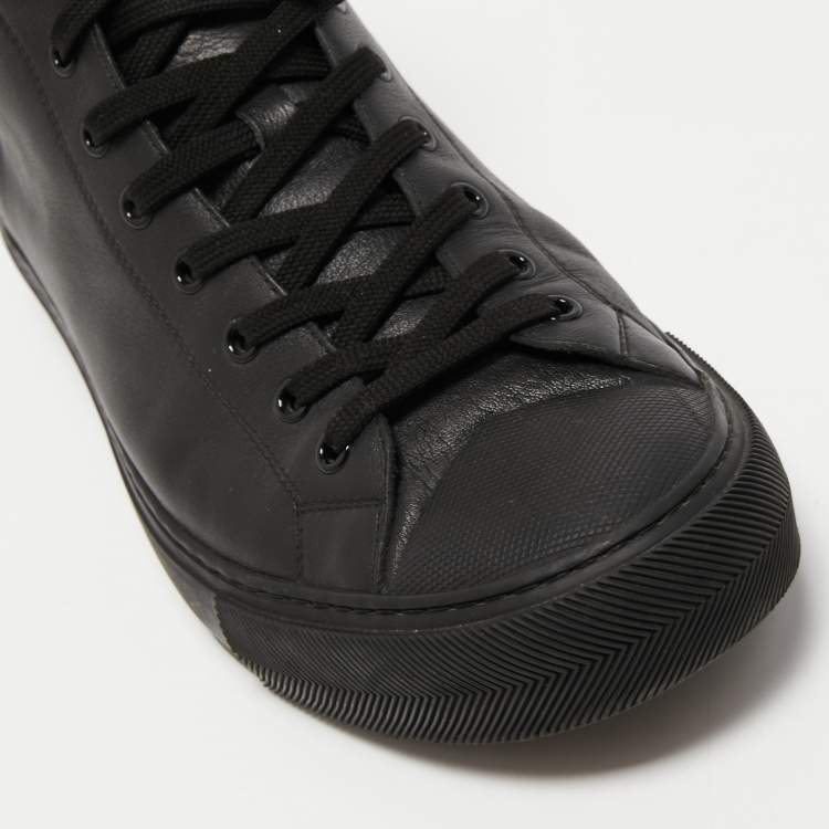 Pre Owned Louis Vuitton Black Leather Tattoo LV League Sneakers Size 43