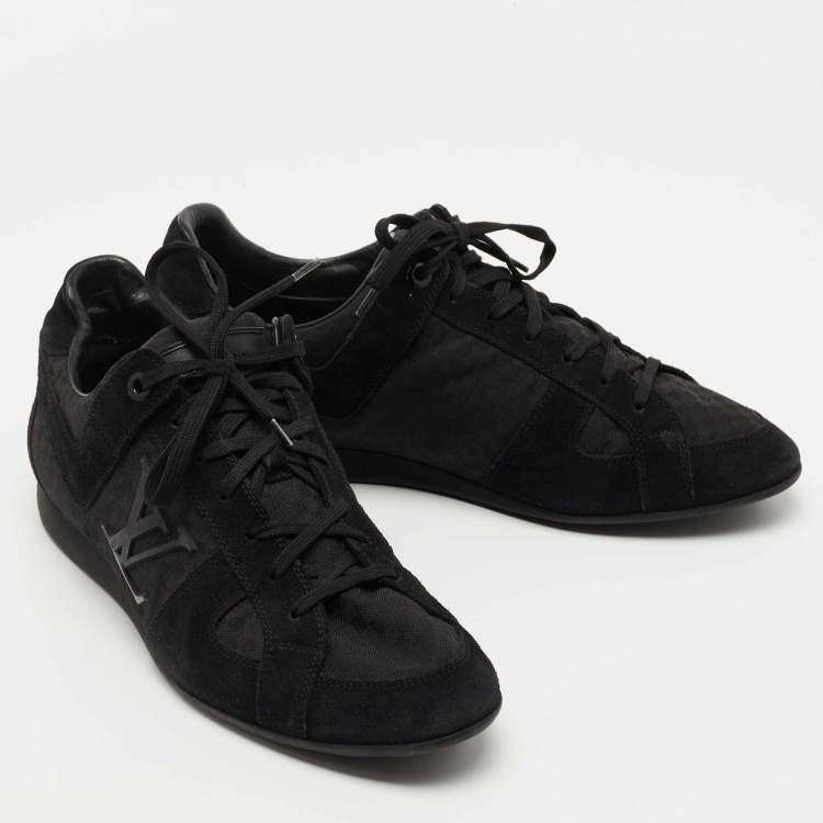 Pre Owned Louis Vuitton Black Suede and Canvas Low Top Sneakers Size 43