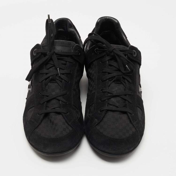 Pre Owned Louis Vuitton Black Suede and Canvas Low Top Sneakers Size 43