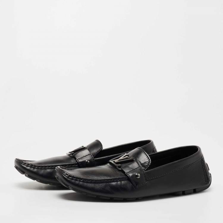 Pre Owned Louis Vuitton Black Leather Monte Carlo Loafers Size 43.5