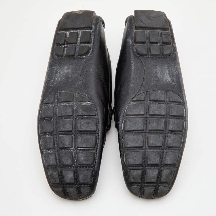 Pre Owned Louis Vuitton Black Leather Monte Carlo Slip On Loafers Size 44