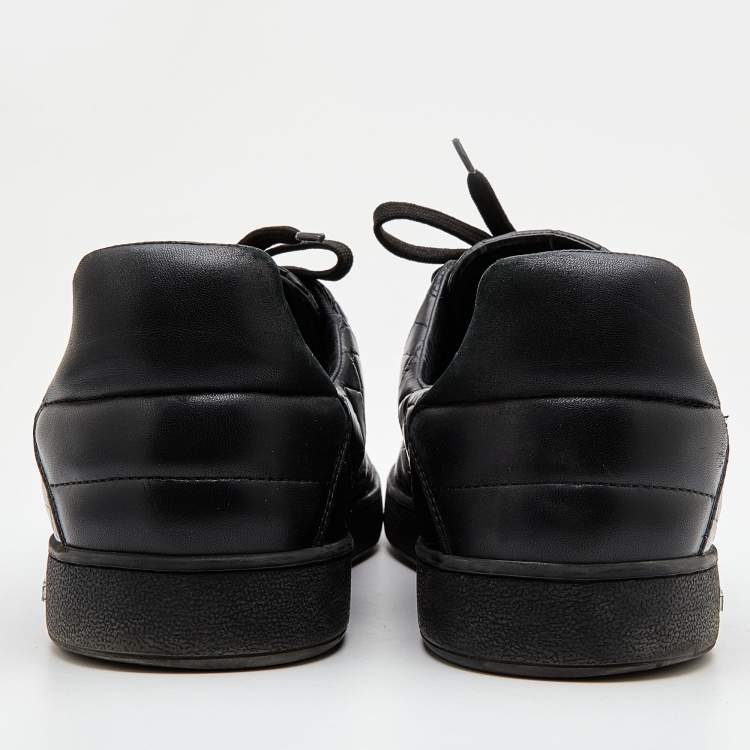 Pre Owned Louis Vuitton Black Croc Embossed Leather Frontrow Sneakers Size 43.5