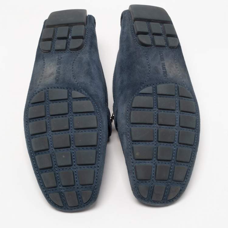 Pre Owned Louis Vuitton Blue Suede Monte Carlo Loafers Size 42