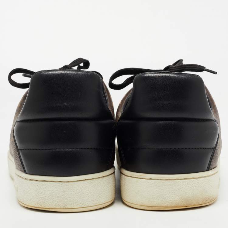 Pre Owned Louis Vuitton Brown/Black Monogram Canvas and Leather Low Top Sneakers Size 42