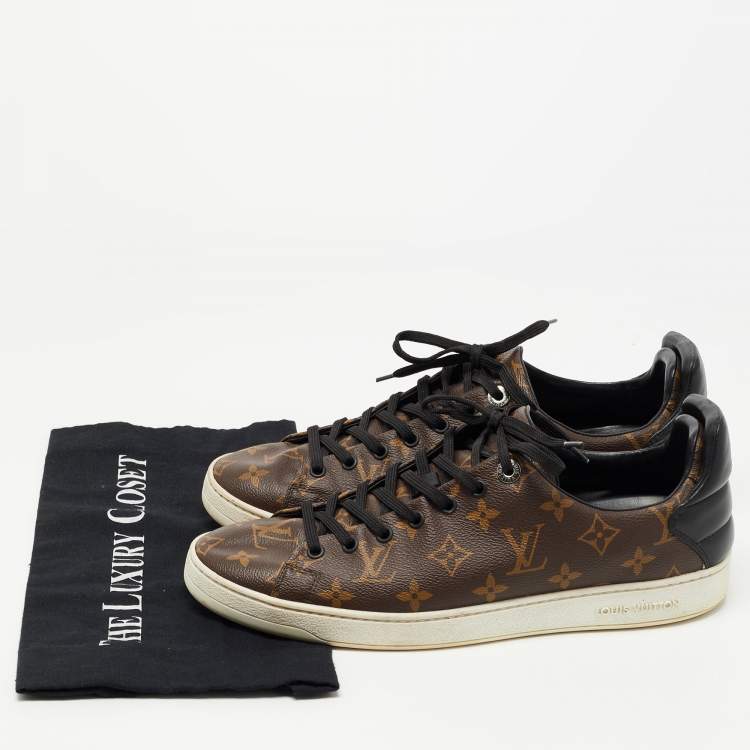 Pre Owned Louis Vuitton Brown/Black Monogram Canvas and Leather Low Top Sneakers Size 42