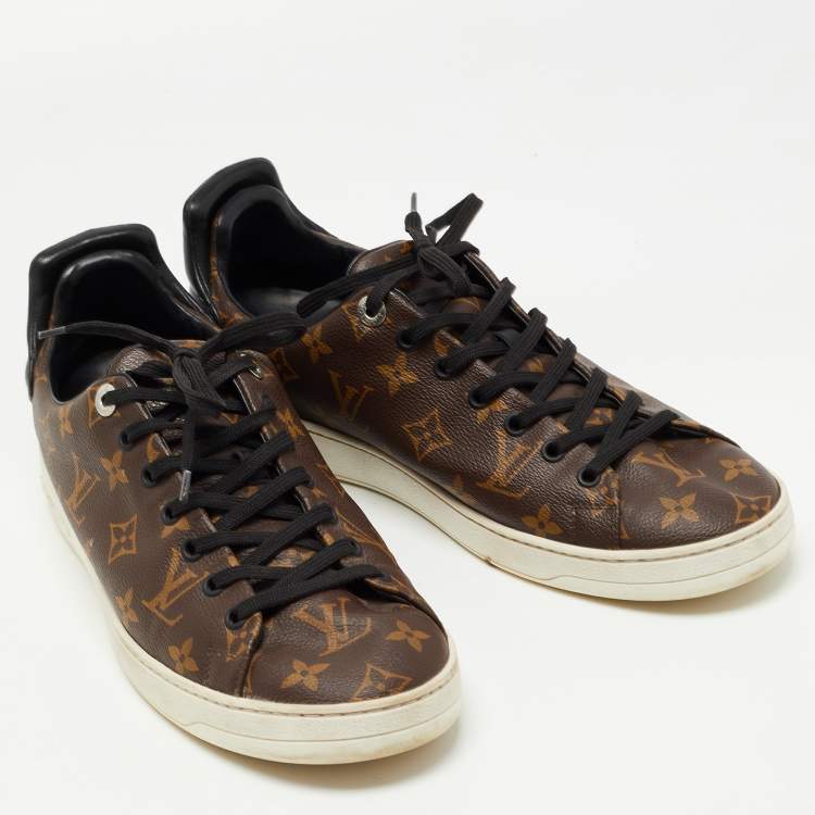 Pre Owned Louis Vuitton Brown/Black Monogram Canvas and Leather Low Top Sneakers Size 42