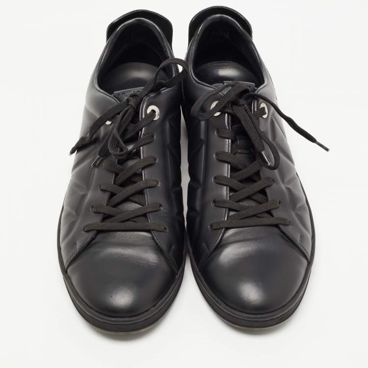 Pre Owned Louis Vuitton Black Leather Low Top Sneakers Size 42.5 