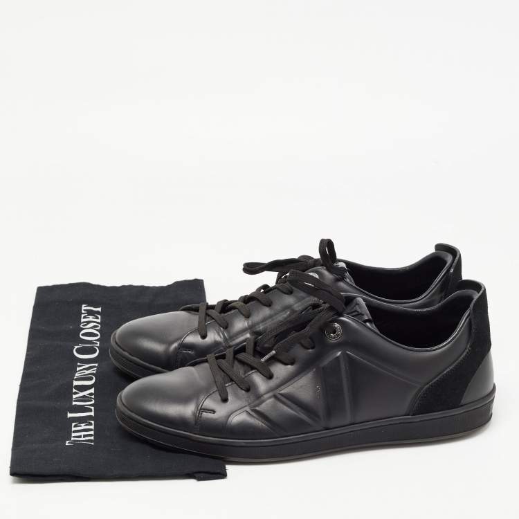 Pre Owned Louis Vuitton Black Leather Low Top Sneakers Size 42.5 