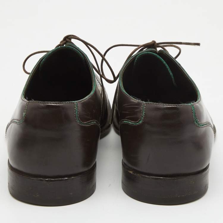 Pre Owned Louis Vuitton Dark Brown Leather Lace Up Oxfords Size 42.5