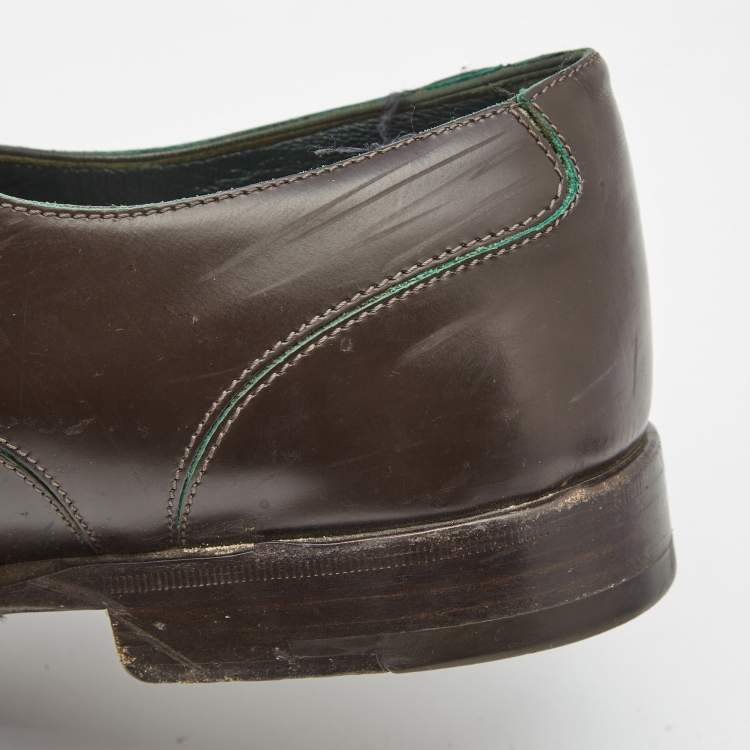 Pre Owned Louis Vuitton Dark Brown Leather Lace Up Oxfords Size 42.5