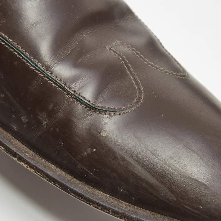 Pre Owned Louis Vuitton Dark Brown Leather Lace Up Oxfords Size 42.5