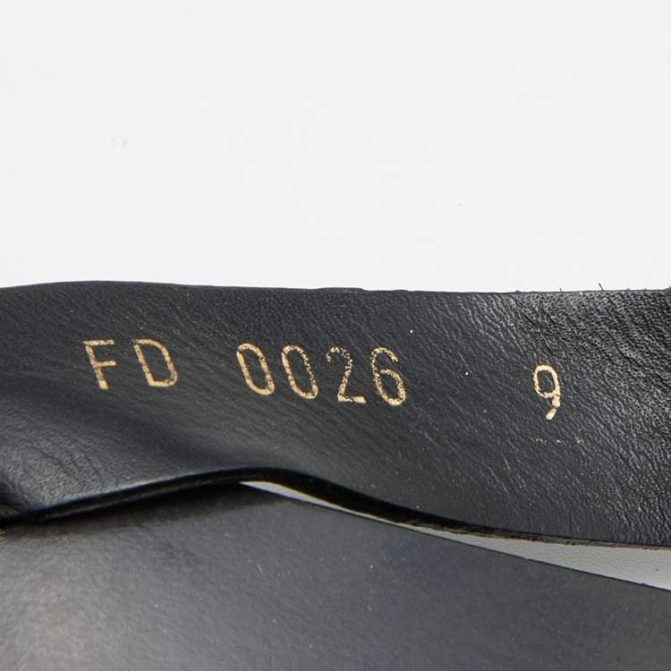 Pre Owned Louis Vuitton Black Damier Leather Flat Thong Sandals Size 43