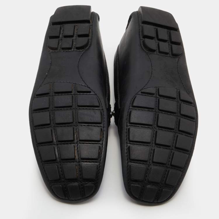 Pre Owned Louis Vuitton Black Leather Monte Carlo Slip On Loafers Size 42.5