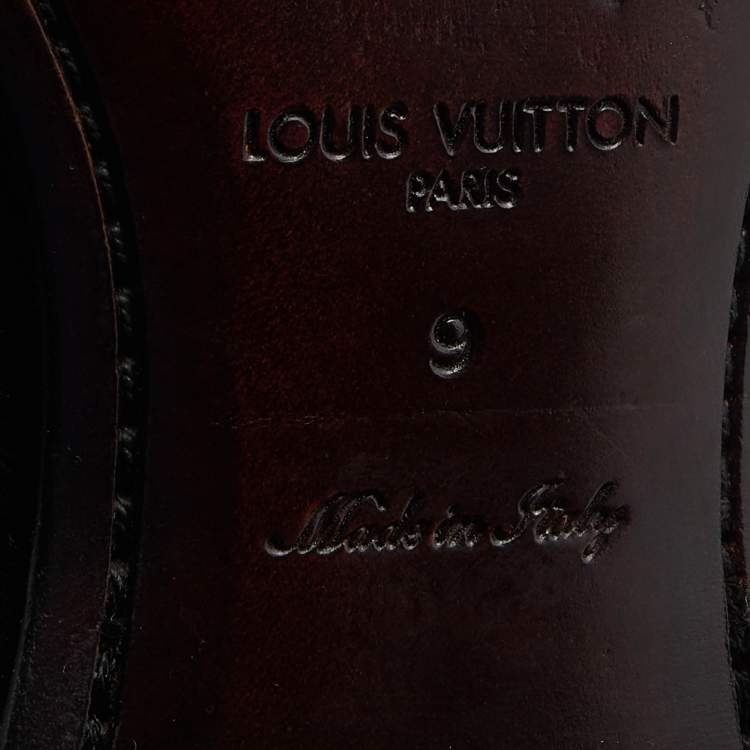 Pre Owned Louis Vuitton Black Damier Fabric, Suede and Leather Lace Up Oxfords Size 43