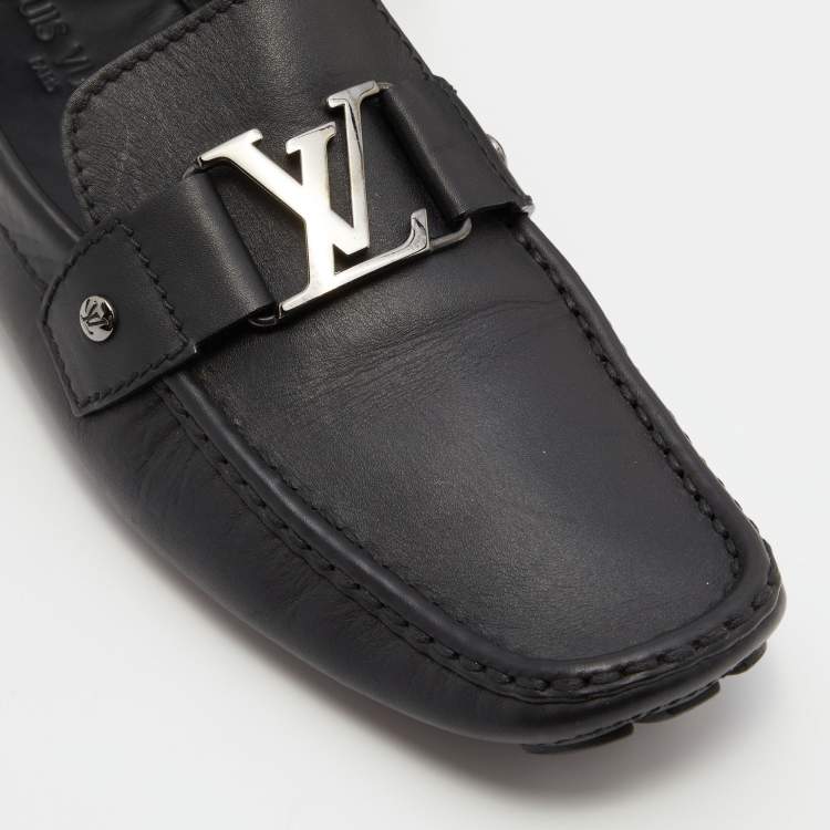 مملوكة مسبقًا Louis Vuitton Black Leather Monte Carlo Slip On Loafers Size 43