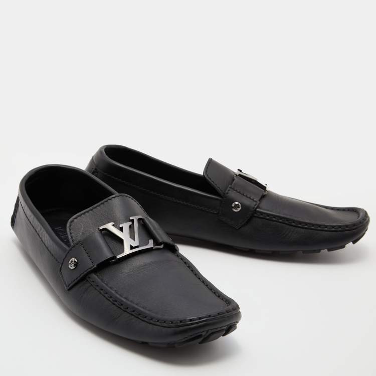 مملوكة مسبقًا Louis Vuitton Black Leather Monte Carlo Slip On Loafers Size 43