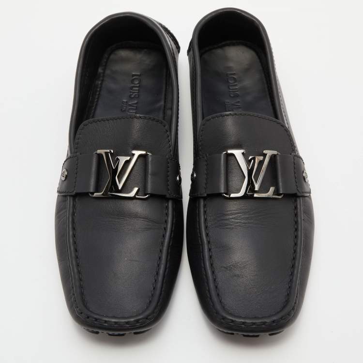 مملوكة مسبقًا Louis Vuitton Black Leather Monte Carlo Slip On Loafers Size 43