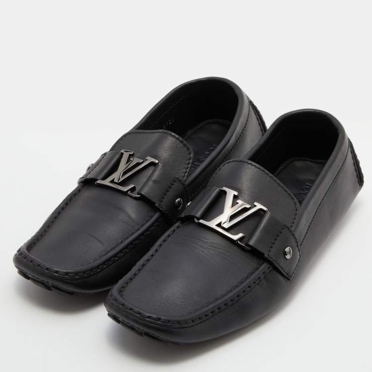 Louis Vuitton Black Leather Monte Carlo Slip On Loafers Size 43 Louis  Vuitton
