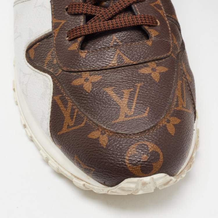 Pre Owned Louis Vuitton Brown/Grey Monogram Canvas Run Away Sneakers Size 46