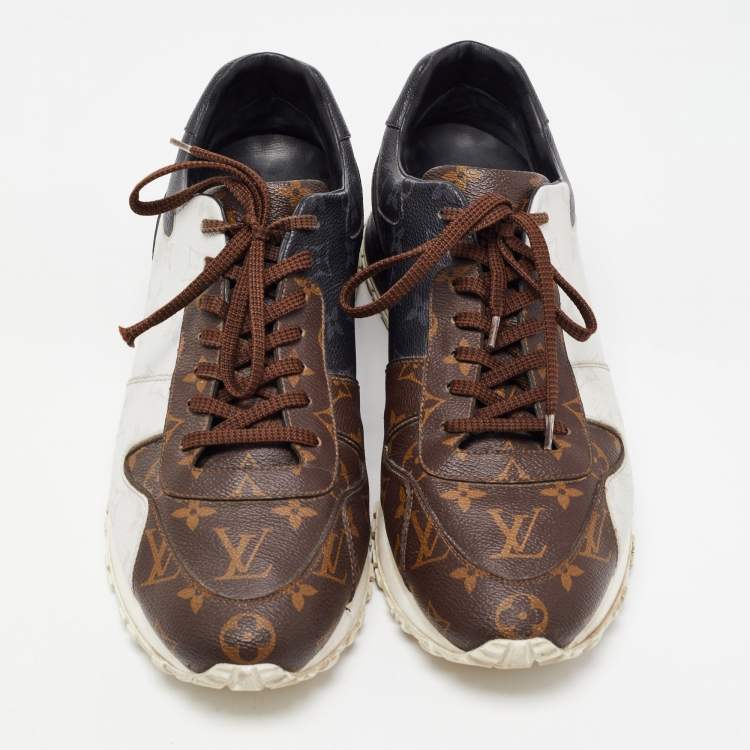 Pre Owned Louis Vuitton Brown/Grey Monogram Canvas Run Away Sneakers Size 46