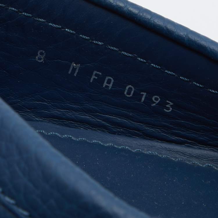 Pre Owned Louis Vuitton Blue Leather Ribbon Monte Carlo Slip On Loafers Size 42