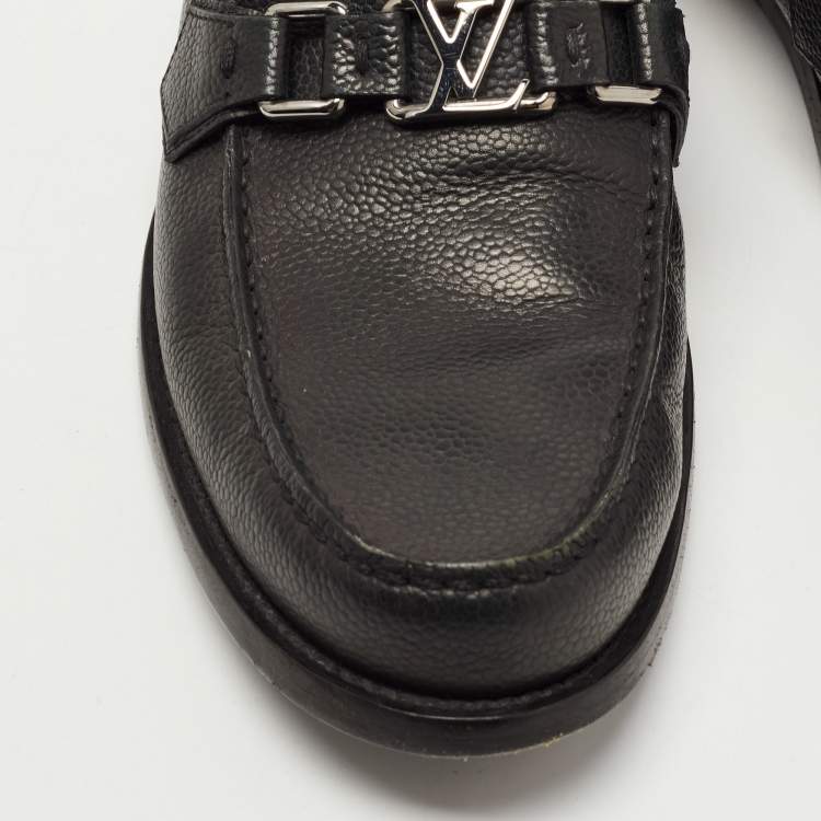 Pre Owned Louis Vuitton Dark Green Leather Major Loafers Size 41
