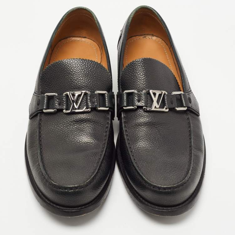 Pre Owned Louis Vuitton Dark Green Leather Major Loafers Size 41
