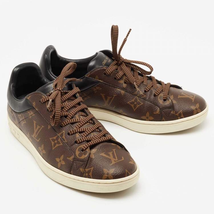 Pre Owned Louis Vuitton Brown Monogram Canvas and Leather Frontrow Low Top Sneakers Size 40