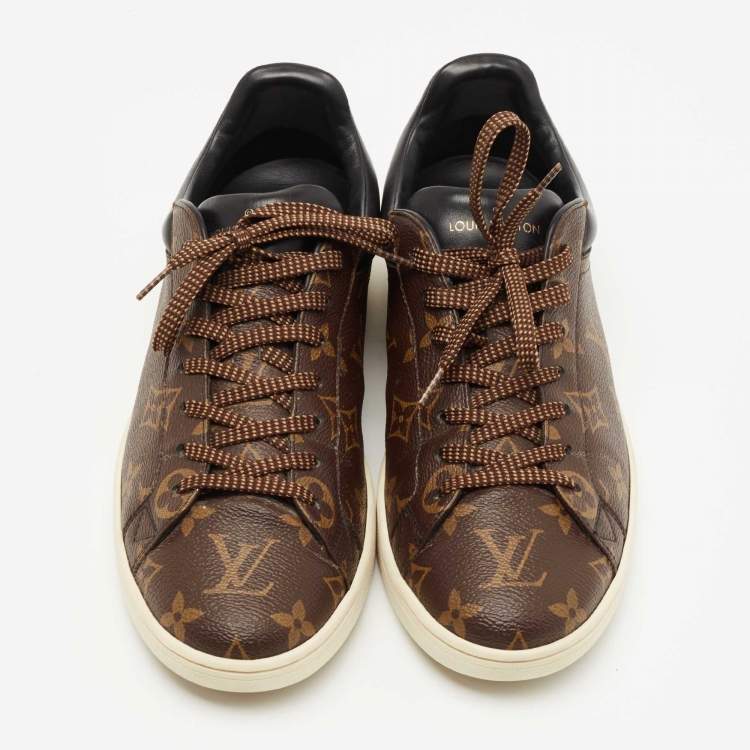 Pre Owned Louis Vuitton Brown Monogram Canvas and Leather Frontrow Low Top Sneakers Size 40