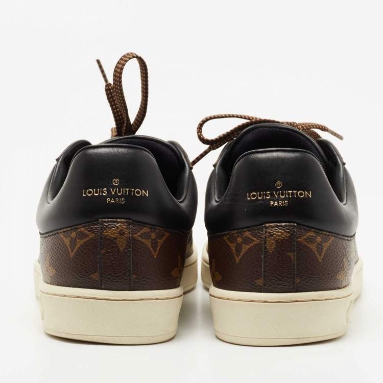 Pre Owned Louis Vuitton Brown Monogram Canvas and Leather Frontrow Low Top Sneakers Size 40