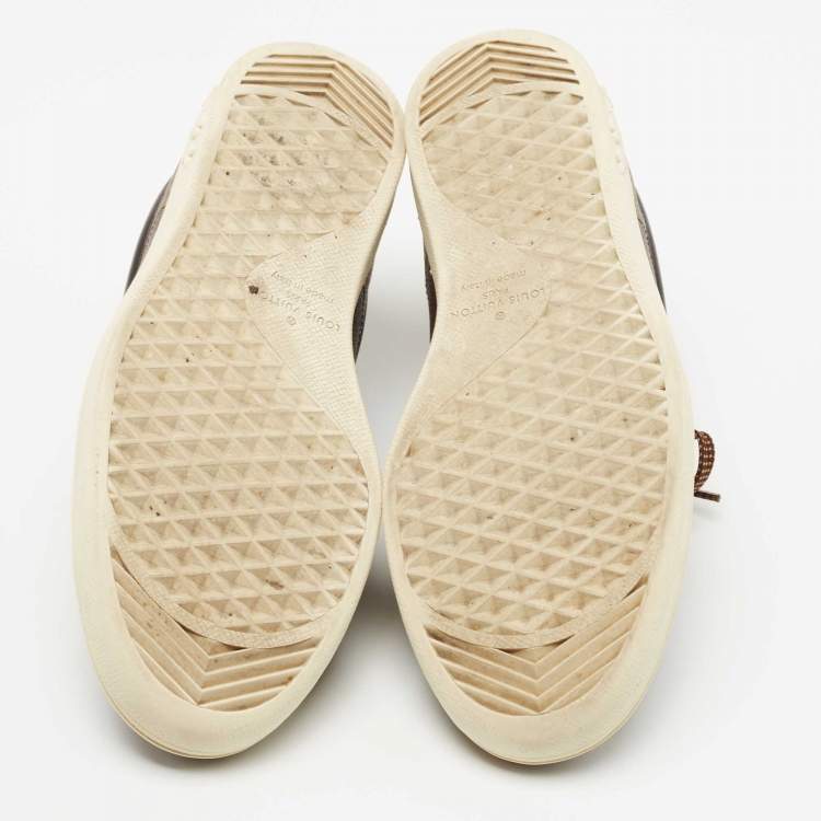 Pre Owned Louis Vuitton Brown Monogram Canvas and Leather Frontrow Low Top Sneakers Size 40