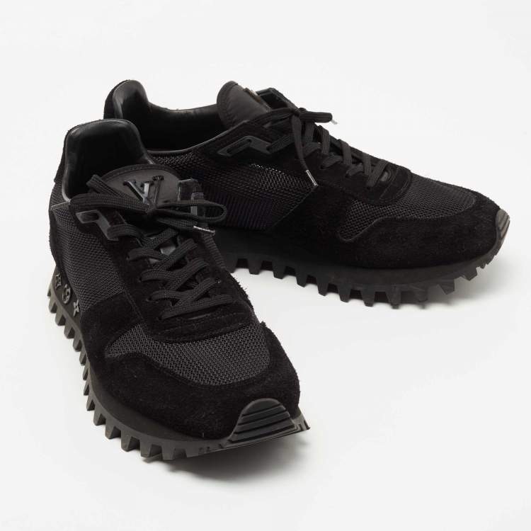 Pre Owned Louis Vuitton Black Suede And Mesh Runner Low Top Sneakers Size 42