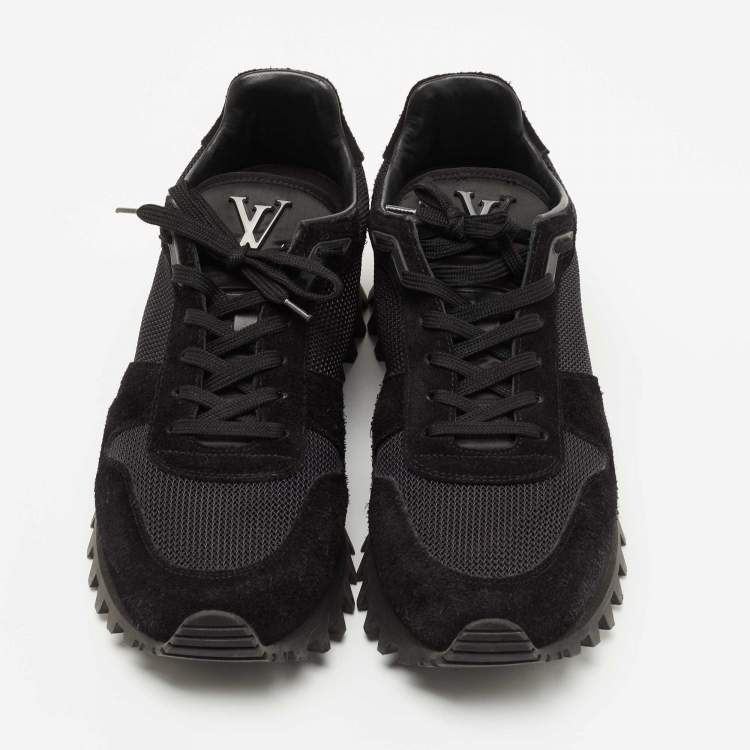 Pre Owned Louis Vuitton Black Suede And Mesh Runner Low Top Sneakers Size 42