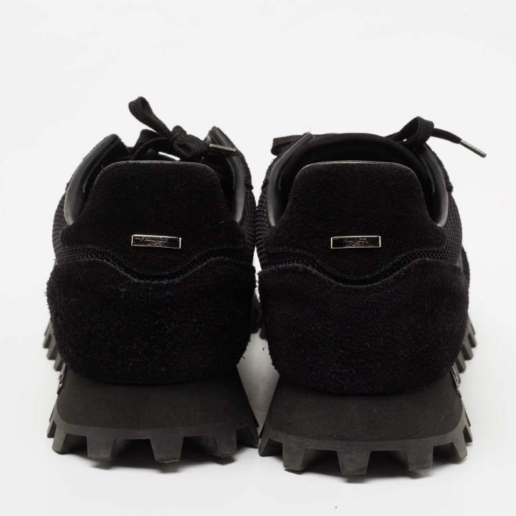 Pre Owned Louis Vuitton Black Suede And Mesh Runner Low Top Sneakers Size 42