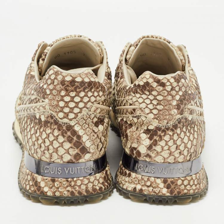 مملوكة مسبقًا Louis Vuitton Beige/Brown Python Low Top Sneakers Size 41
