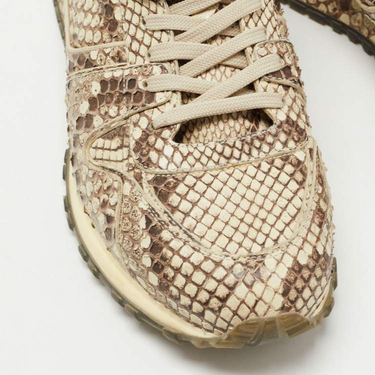 مملوكة مسبقًا Louis Vuitton Beige/Brown Python Low Top Sneakers Size 41