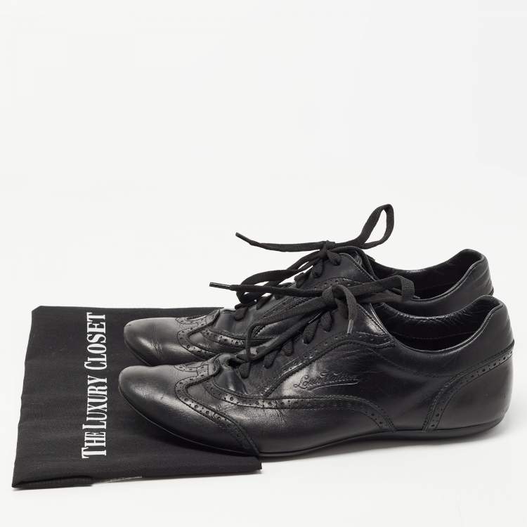Pre Owned Louis Vuitton Black Leather Brogues Low Top Sneakers Size 42.5