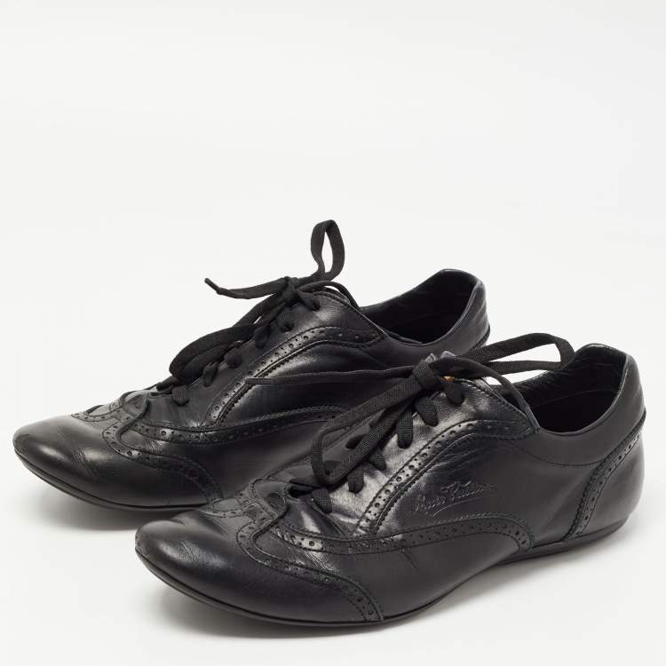 Pre Owned Louis Vuitton Black Leather Brogues Low Top Sneakers Size 42.5