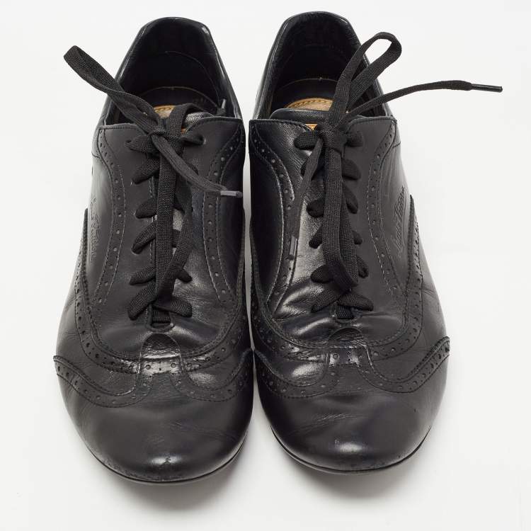 Pre Owned Louis Vuitton Black Leather Brogues Low Top Sneakers Size 42.5