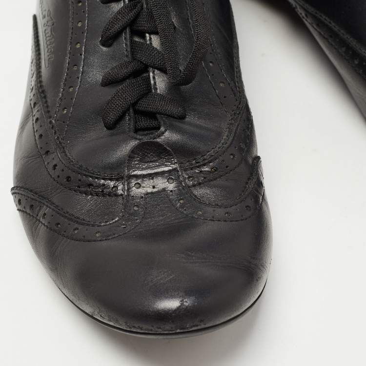 Pre Owned Louis Vuitton Black Leather Brogues Low Top Sneakers Size 42.5