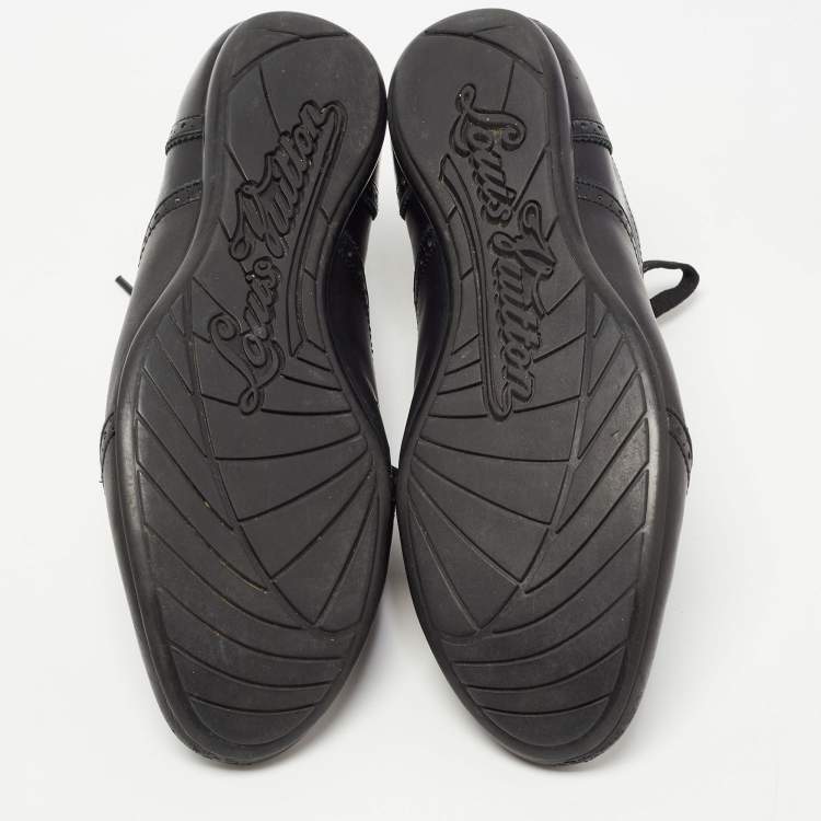 Pre Owned Louis Vuitton Black Leather Brogues Low Top Sneakers Size 42.5