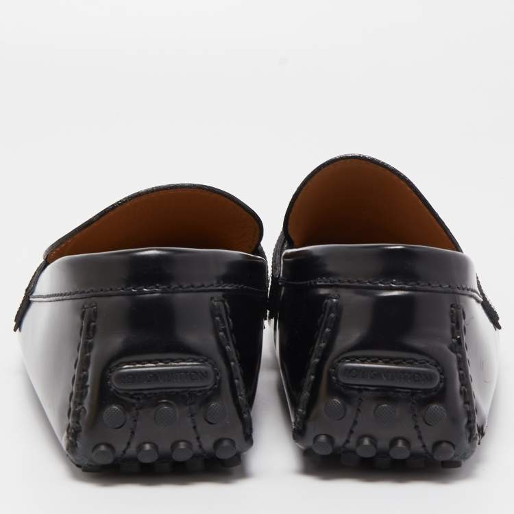 Pre Owned Louis Vuitton Black Leather Hockenheim Loafers Size 44