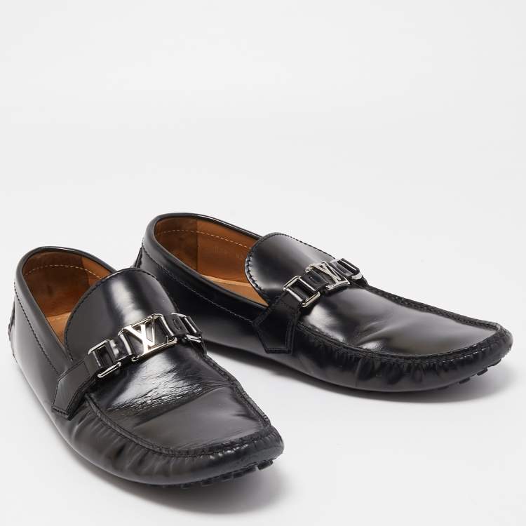 Pre Owned Louis Vuitton Black Leather Hockenheim Loafers Size 44